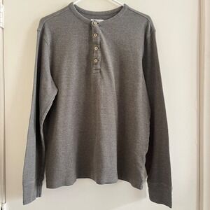 Goodiellow Mens Waffle Knit Henley Shirt Large Surf Skate Streetwear Comfort Y2K